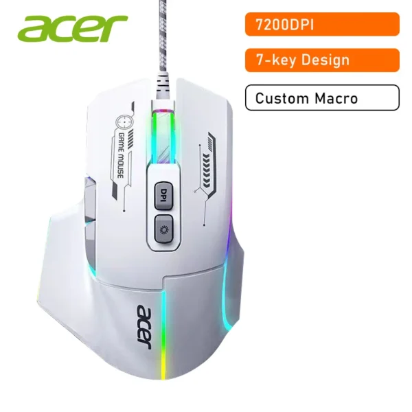 Acer Gaming Mouse Omw950 Rgb Luminous 7200Dpi Home Office 7-Key Macro Programming Wired Mouse For Desktop Computers Laptop PC - Image 2
