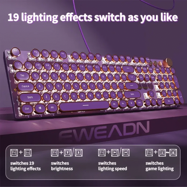 EWEADN V20 Retro Typewriter Mechanical Gaming Keyboard - Image 3